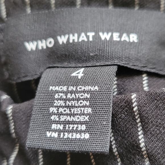 Size 4 Who What Wear Pin Stripe Black & White Pull On Slacks Work Pants - Picture 4 of 4